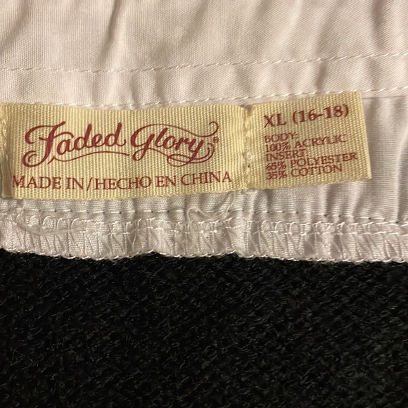 Faded Glory black cable sweater w/ faux white shirt underneath. Size XL (16-18) - Picture 15 of 15